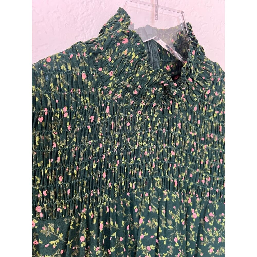 Reformation Brandi Mock Neck Mini Dress S in Coriander Green Floral - Picture 5 of 13